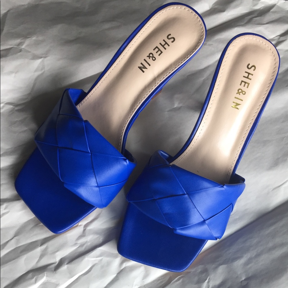 Intense Blue Woven Mule Sandals